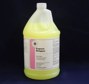 clear jug, lemon yellow liquid, white label, pink stripe - Expose Stripper